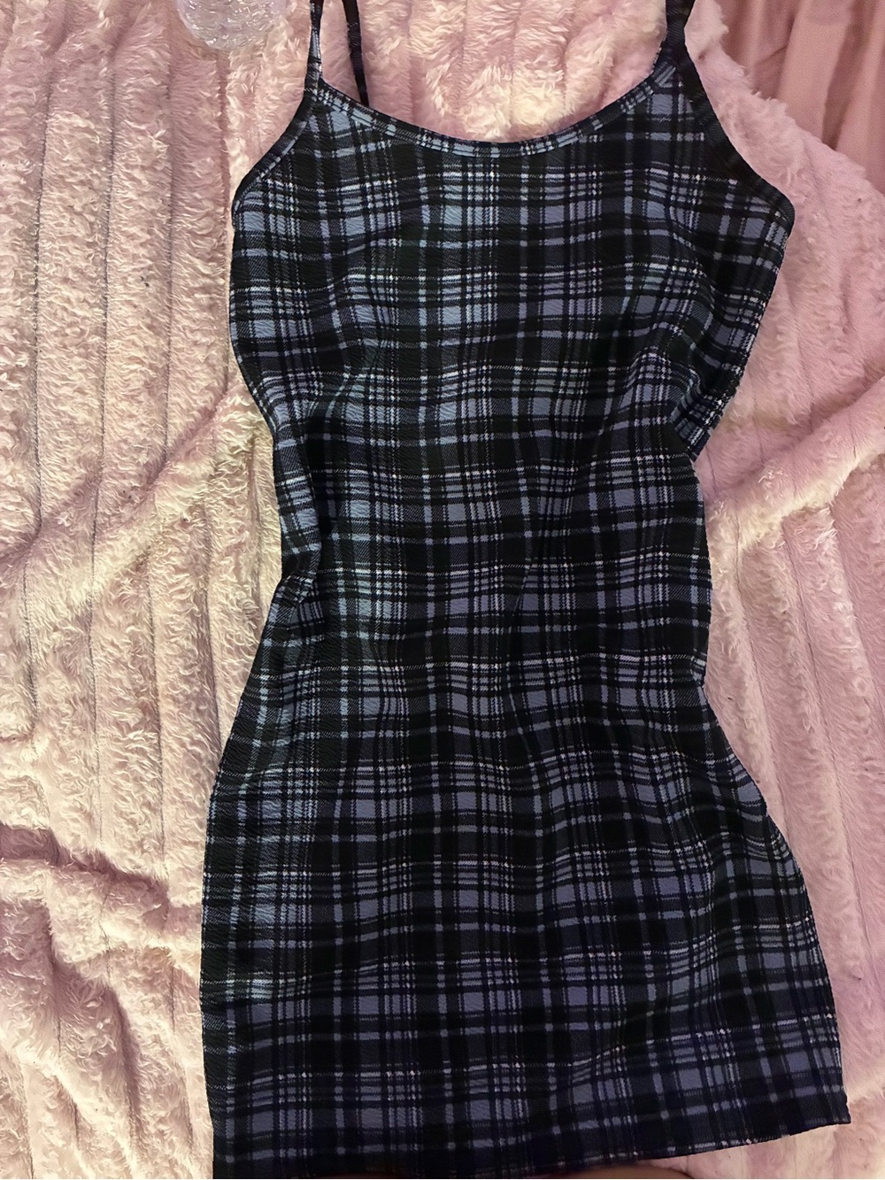 Classic Plaid Slip Dress in Black and navy blue